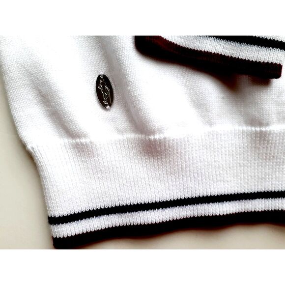 Glenmuir 3/4 Zip White Navy Contrast Tipping Cotton Knit Golf Unisex Sweater NWT - Picture 10 of 10